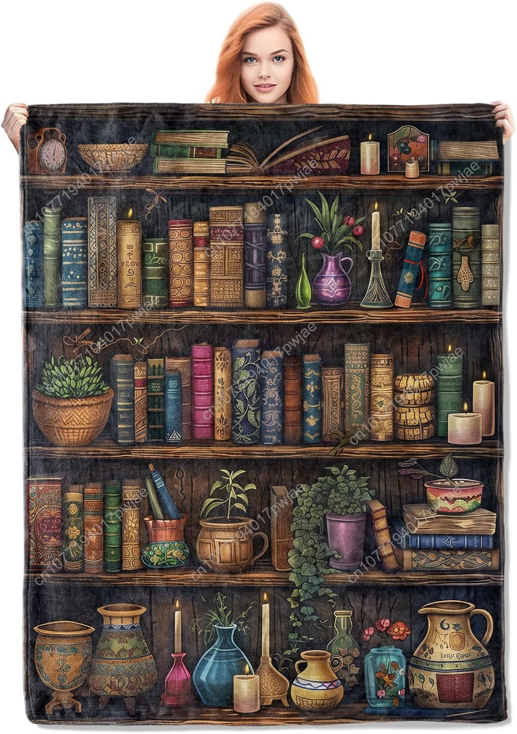Vintage Home Textiles - Винтажное одеяло для книжной полки, флисовое