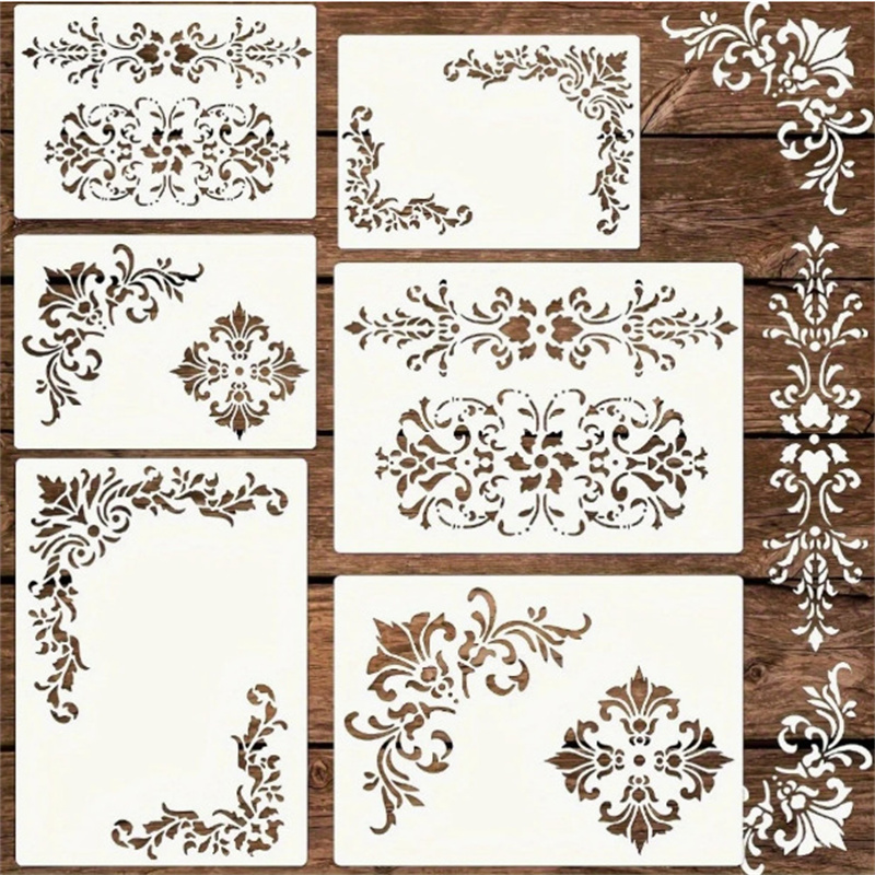 Vintage Home Textiles - 6 шт. трафаретов с цветочными узорами
